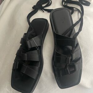 H&M Black Lace-Up gladiator Flat Sandals